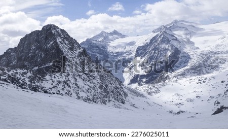 Snowy mountain peaks, beautiful winter landscape