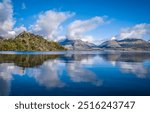 Snowy mountain peaks in Glenorchy New Zealand stunning breathtaking horizontal dreamy dramatic