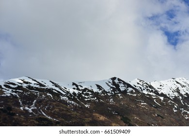 snowy mountain range 