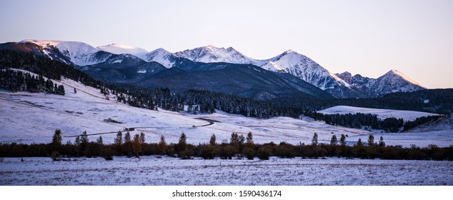 Snowy Mountain Scenes Outside Of Bozeman, MT