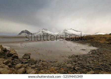 Similar – Image, Stock Photo Midnight mood at the polar sea, beach hiker