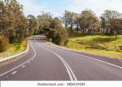 The Snowy Mountains Highway winds around the countryside near Bega in New South Wales, Australia