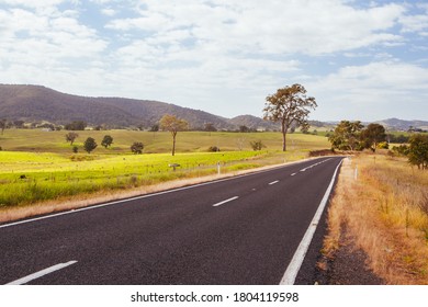 The Snowy Mountains Highway winds around the countryside near Bega in New South Wales, Australia