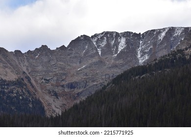 Snowy Mountains With Shadows Along The Continental Divide - Rocky Mountain National Park, Colorado, USA