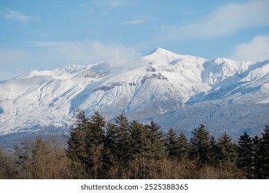 Snowy mountains and thickets in early winter against a blue sky
 - Powered by Shutterstock