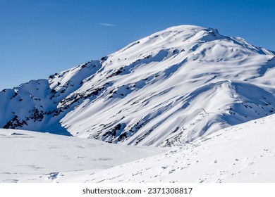 Snowy mountains in winter, Elbrus, Caucasus, Russia