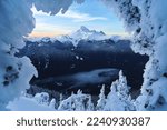 Snowy Mt.Baker with fog in the valley