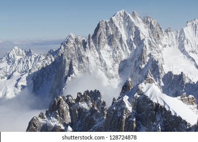 Snowy peaks at the Mont Blanc area