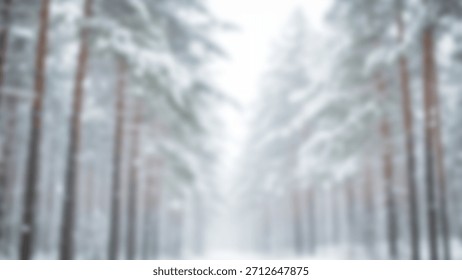 Snowy pine forest path with tranquil winter wonderland, and natures frosty embrace.