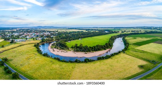 Snowy River Flowing Near Orbost Town In Victoria, Australia - Aerial Panorama