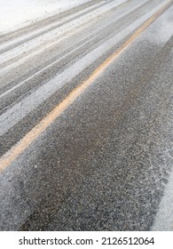 A Snowy Road During The First Snowfall