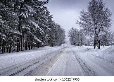 Snowy Road In Northern Michigan