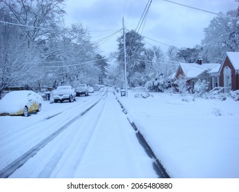 A Snowy Street In Jacksonville, NC