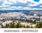 Snowy town of Creel Chihuahua in winter seen from the heights