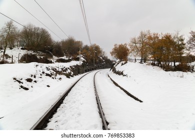 Snowy train tracks