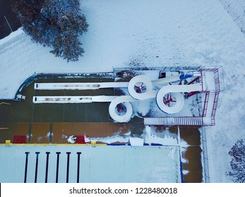 Snowy Waterslide From Above