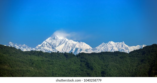 Snowy White Peaks Of Nathula Pass At Sikkim, India