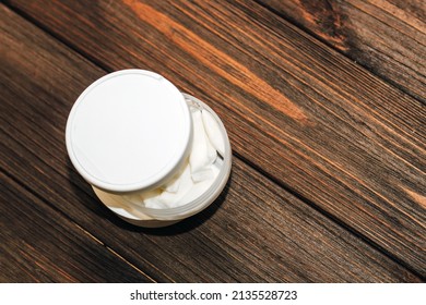 Snus Box With Nicotine Pouches On Wooden Background.