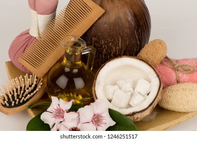 Soak Hair With Coconut Milk And Olive Oil, Hair Spa Treatment.