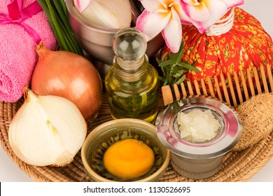 Soak Hair With Onion ,rosemary Oil And Egg For Hair Care Treatment.