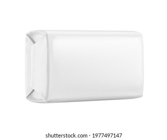 Soap Bar Packaging Box Isolated On White Background, Product  Package Halfside View Mockup