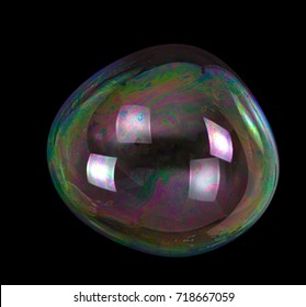 Soap Bubble Isolated On Black Background