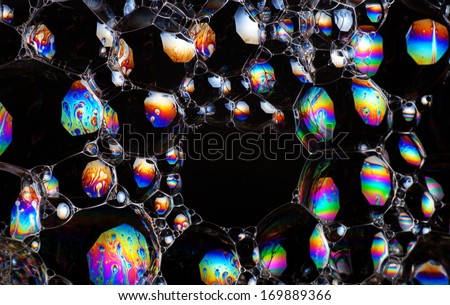 Soap bubbles abstract colorful background with vibrant color