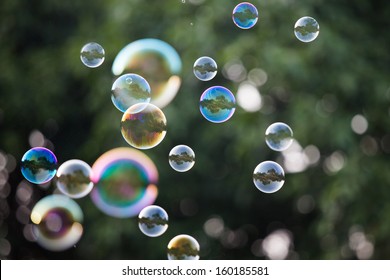 Soap Bubbles in front of the forest  - Powered by Shutterstock