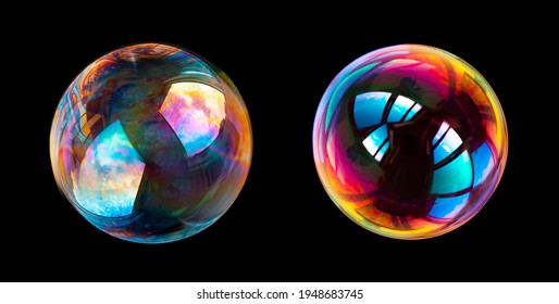 Soap Bubbles Isolated On Black Background