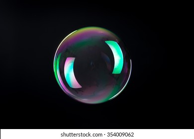 Soap Bubbles Isolated On Black Background