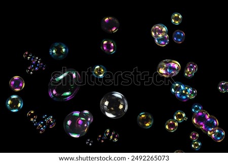 Similar – Image, Stock Photo Colorful bright soap bubbles on summer natural green grass background in sunlight. Spring or summer holiday season. Symbol of happy childhood, purity, ecology.