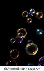 Soap Bubbles On Black Background