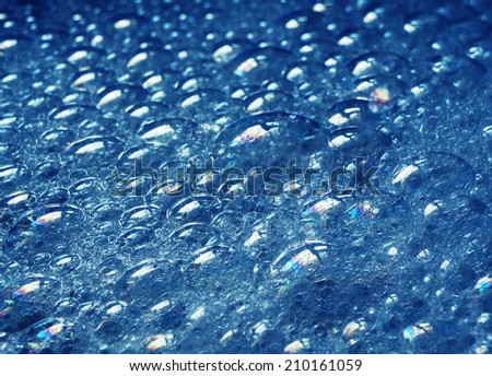 soap bubbles structure in blue