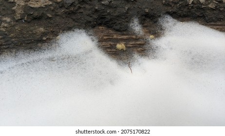 Soap Foam Abstract Background On Rough Floor Surface