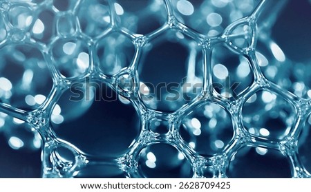 soap foam compounds under a microscope on a dark blue background