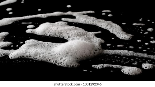 Soap Foam, Lather Isolated On Black, With Clipping Path, Texture And Background