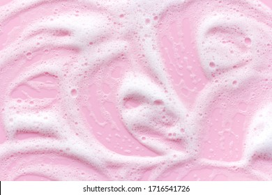 Soap Foam On Pink Background, Macro Lather Texture