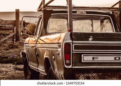 Soap Lake, USA, 20 August, 2019 // Rusty Old 1960's Truck, Parked In A Country House Driveway