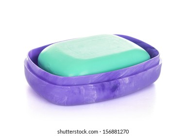 Soap On A Soap Dish, Isolated On A White