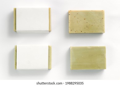 Soap Wrap Box Mock-up Package With Bar Olive Soap On White Background