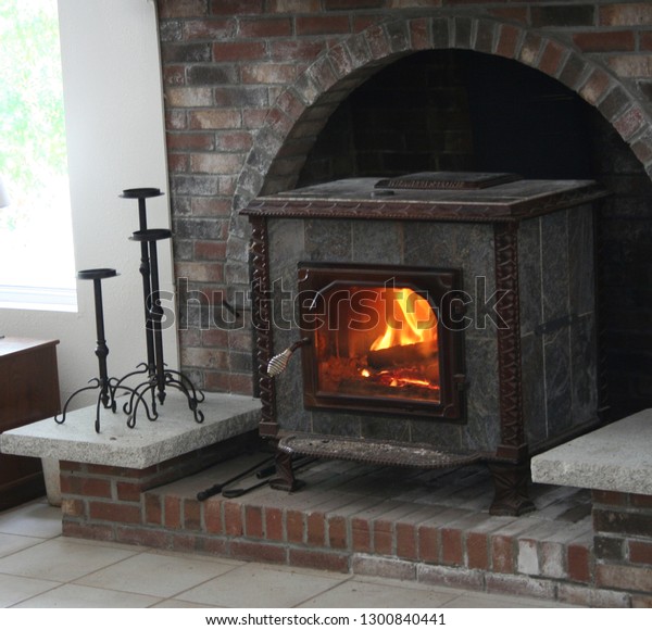Soapstone Wood Stove See Thru Into Royalty Free Stock Image