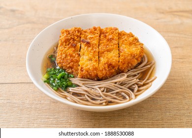 Soba ramen noodle with Japanese fried pork cutlet (tonkatsu) - Asian food style