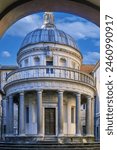 The so-called Tempietto is a small commemorative tomb (martyrium) built by Donato Bramante, possibly as early as 1502, in the courtyard of San Pietro in Montorio, Rome , Italy