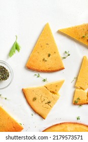 Socca Gluten-free Chickpea Flatbread. Top View, Flat Lay