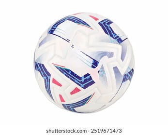 Soccer ball featuring a dynamic design with blue and pink accents showcasing geometric patterns, representing modern sports equipment used in various competitive matches globally. - Powered by Shutterstock