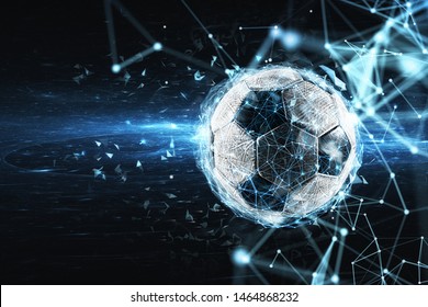 Soccer Ball With Internet Network Effect. Concept Of Digital Bet