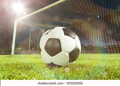 Soccer Ball Near Goal And Lensflare