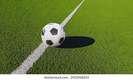 a soccer ball on the green grass in soccer stadium. - Powered by Shutterstock