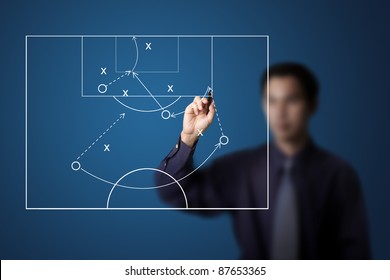 Soccer Coach Drawing Strategy Plan