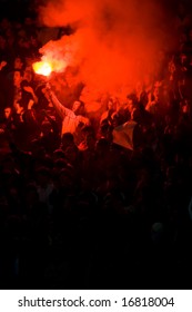 Soccer Fans At The Stadium, RIJEKA, CROATIA - APRIL 26: Soccer Match Between 